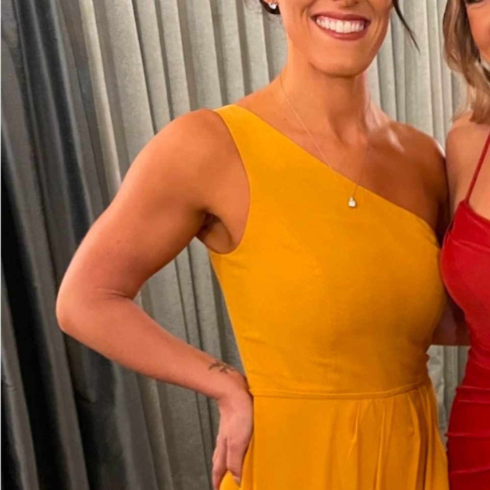 Elegant Yellow One-Shoulder Dress